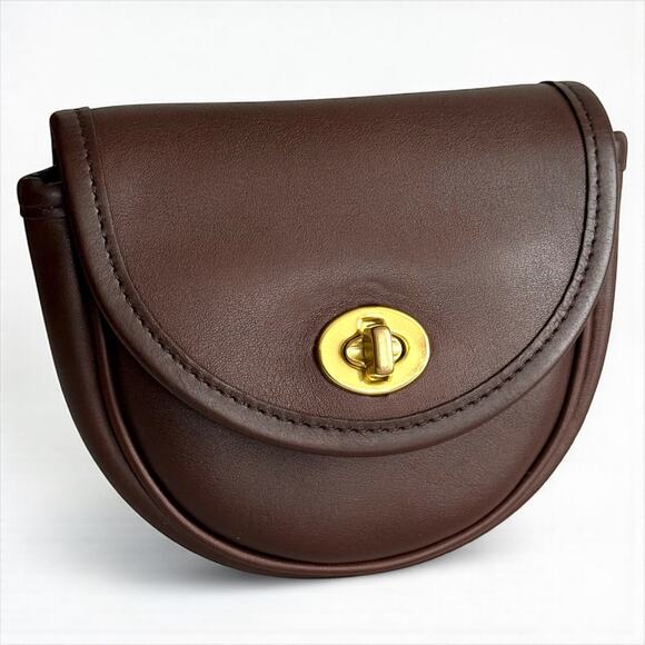 Vintage COACH 9826 Mini Belt Bag Mahogany Brown Leather Turnlock Brass Crossbody - Picture 6 of 12